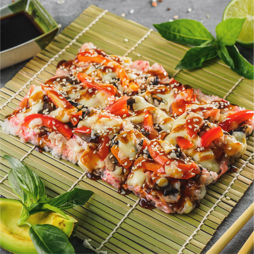 Японская пицца с креветкой